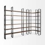 90" Brown Iron and Solid Wood Six Tier Bookcase - Homeroots - Flyclothing LLC