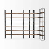 90" Brown Iron and Solid Wood Six Tier Bookcase - Homeroots - Flyclothing LLC