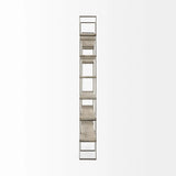 90" Gold and Natural Distressed Iron and Solid Wood Six Tier Bookcase - Homeroots