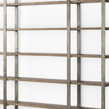 90" Brown Distressed Metal and Solid Wood Six Tier Bookcase - Homeroots - Flyclothing LLC