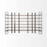 90" Brown Distressed Metal and Solid Wood Six Tier Bookcase - Homeroots - Flyclothing LLC