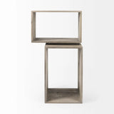 Set of Two Rustic Light Gray Brown Cube Box Shelves - Homeroots