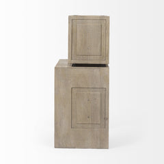 Set of Two Rustic Light Gray Brown Cube Box Shelves - Homeroots