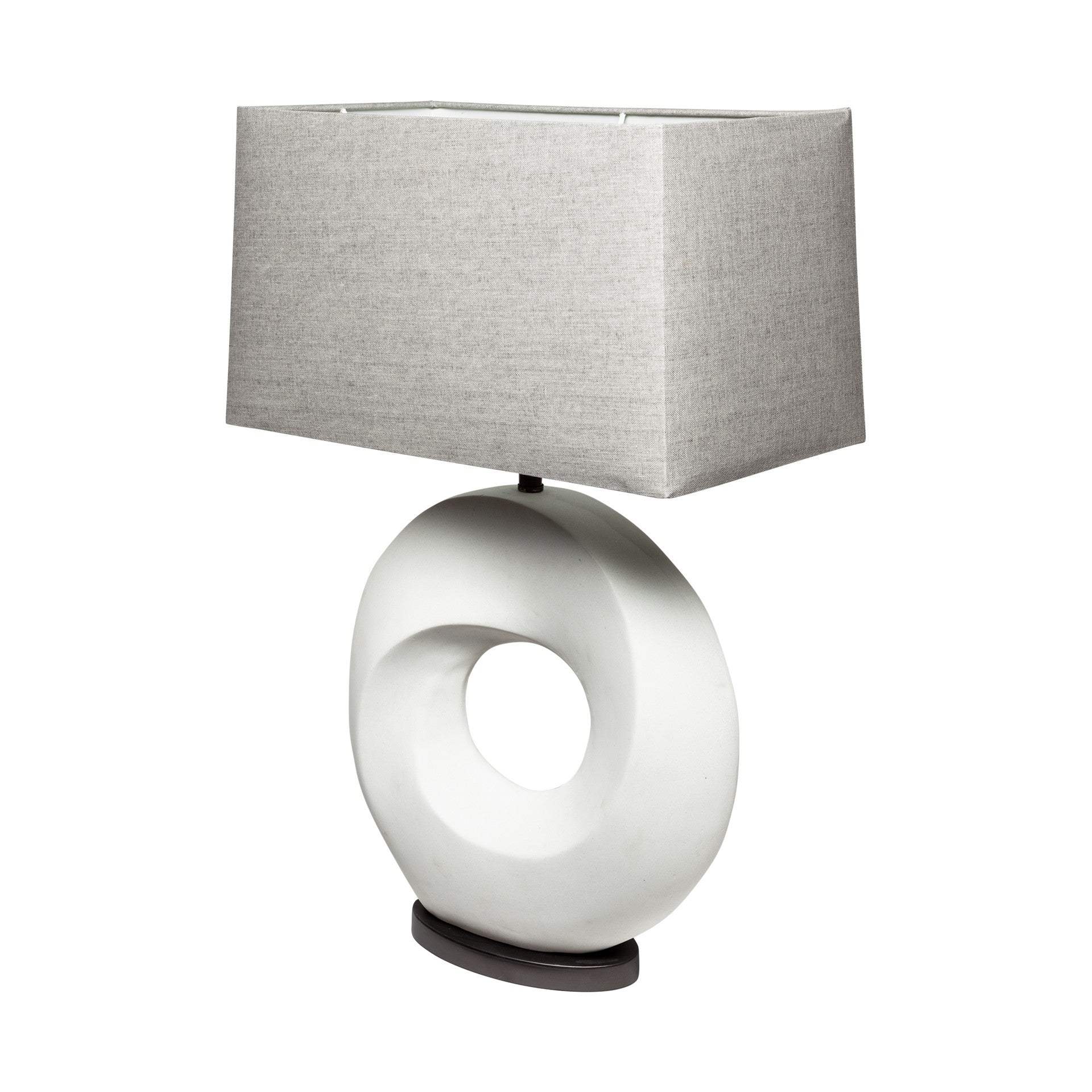 27" White Geometric Table Lamp With Gray Shade - Homeroots - Flyclothing LLC