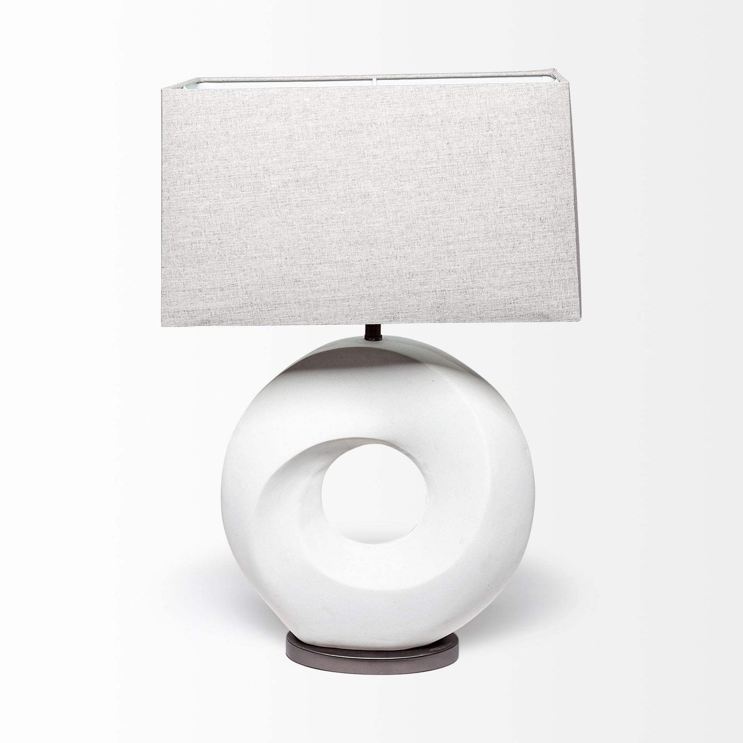 27" White Geometric Table Lamp With Gray Shade - Homeroots - Flyclothing LLC