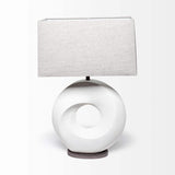 27" White Geometric Table Lamp With Gray Shade - Homeroots - Flyclothing LLC