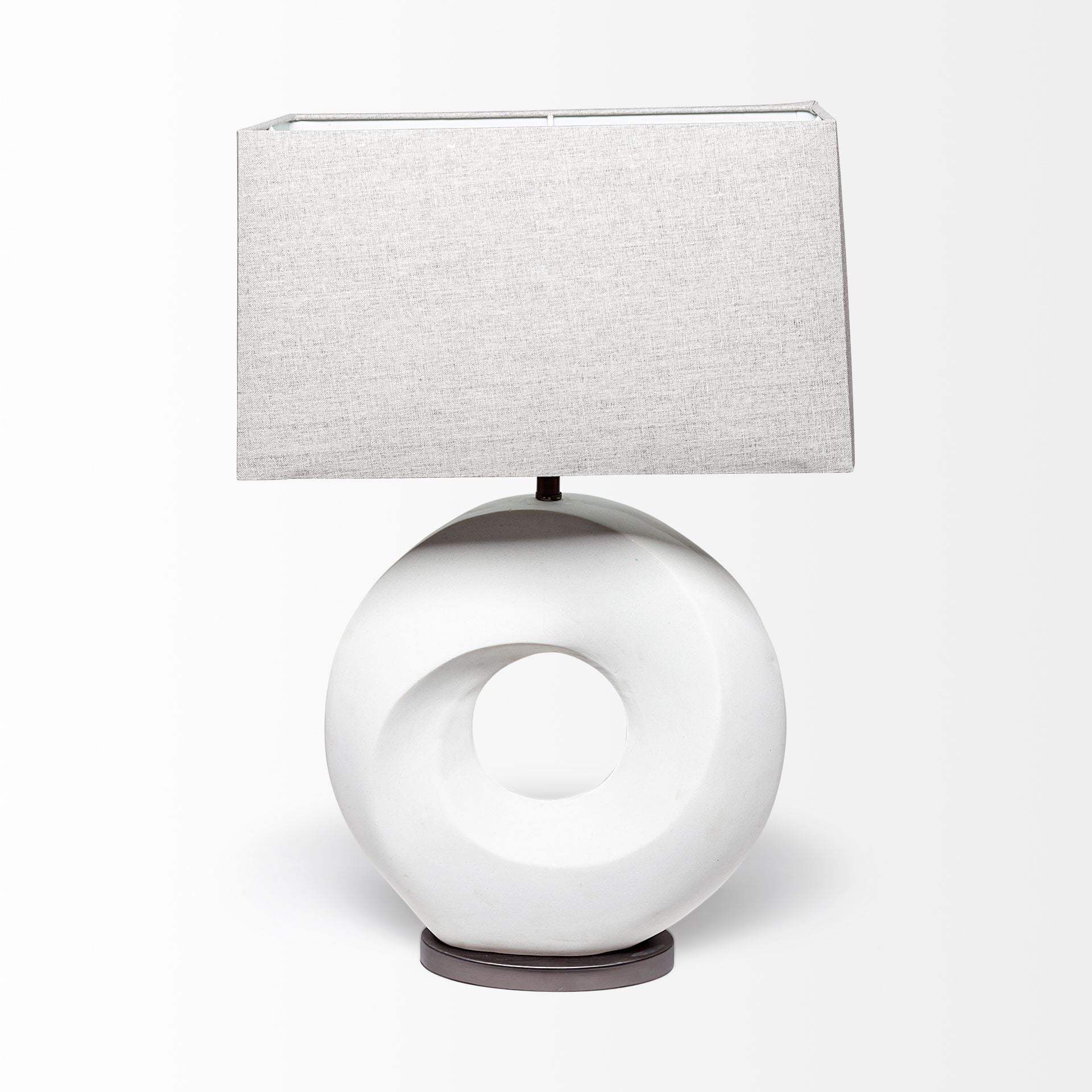 27" White Geometric Table Lamp With Gray Shade - Homeroots - Flyclothing LLC