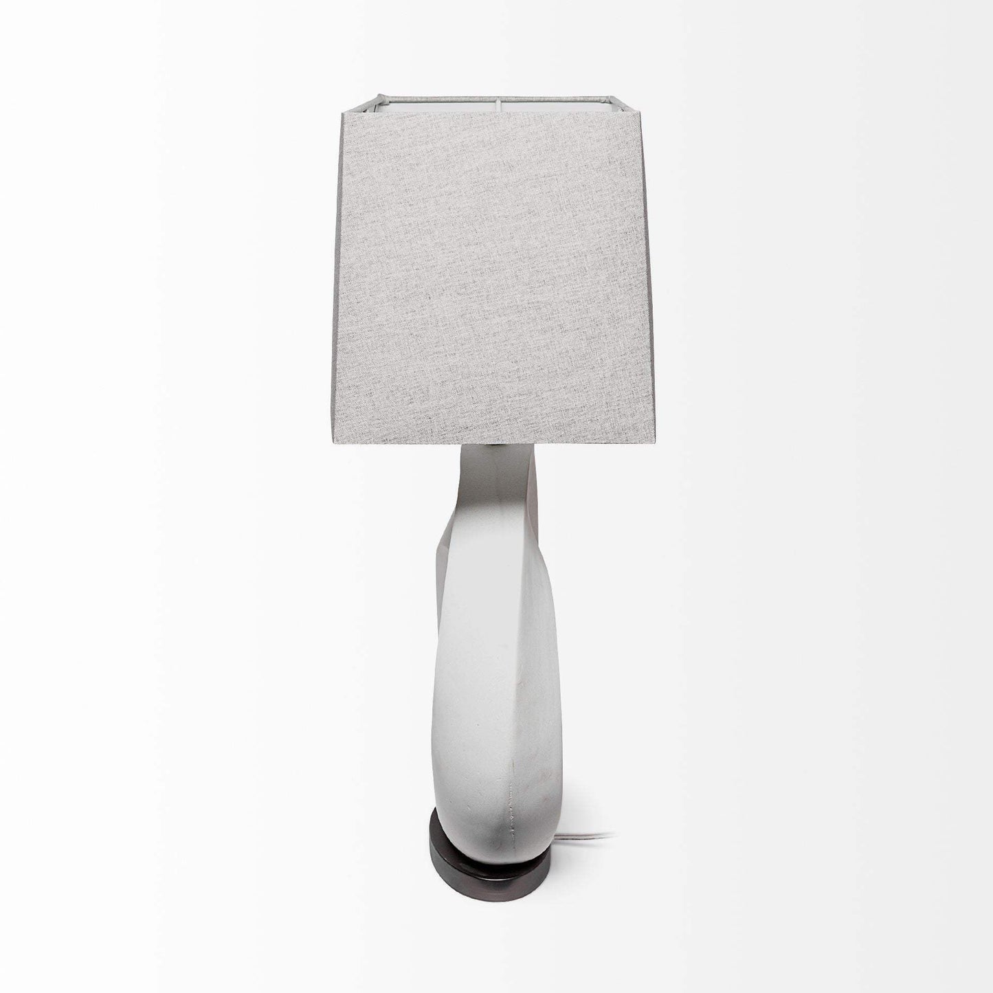 27" White Geometric Table Lamp With Gray Shade - Homeroots - Flyclothing LLC