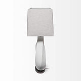 27" White Geometric Table Lamp With Gray Shade - Homeroots - Flyclothing LLC
