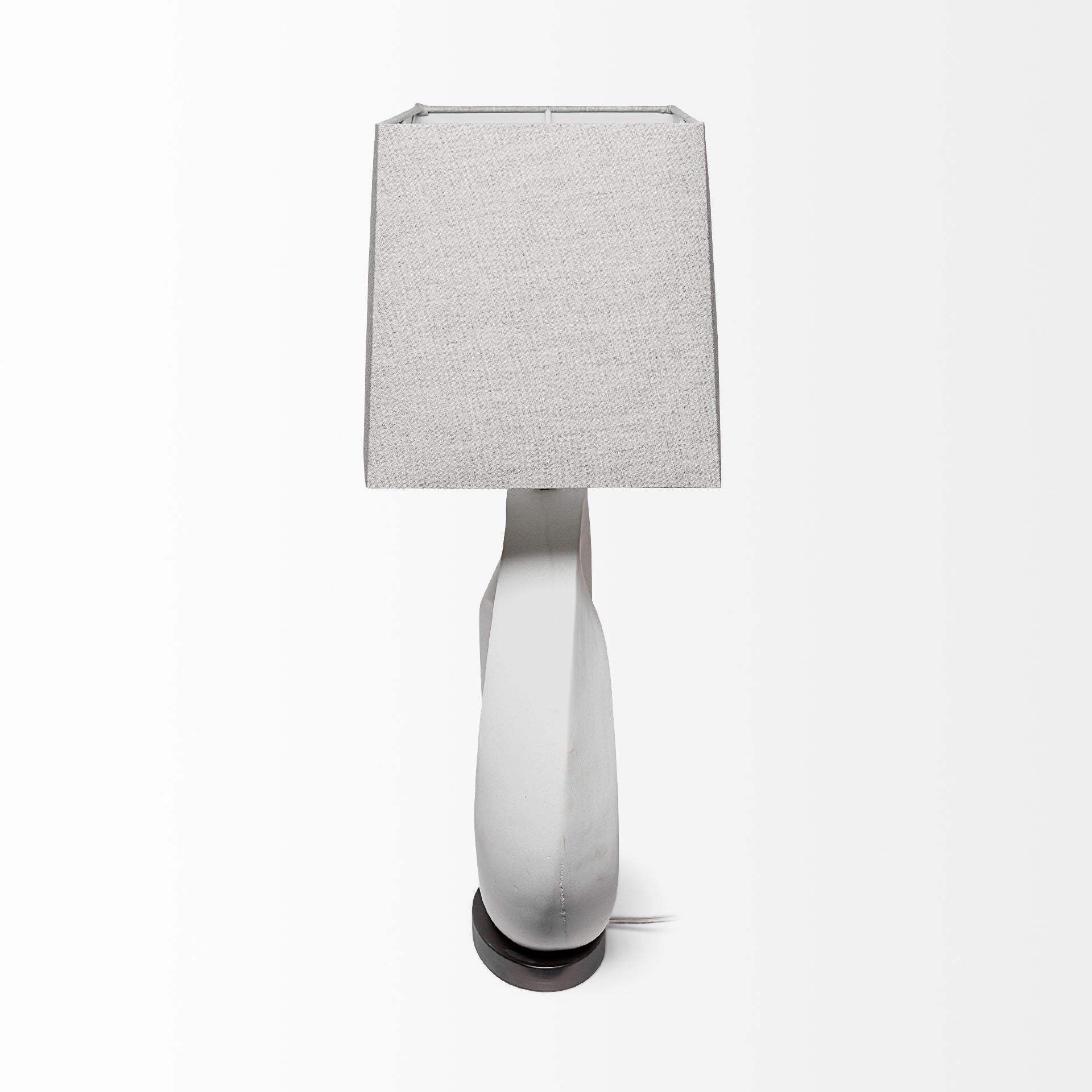 27" White Geometric Table Lamp With Gray Shade - Homeroots - Flyclothing LLC