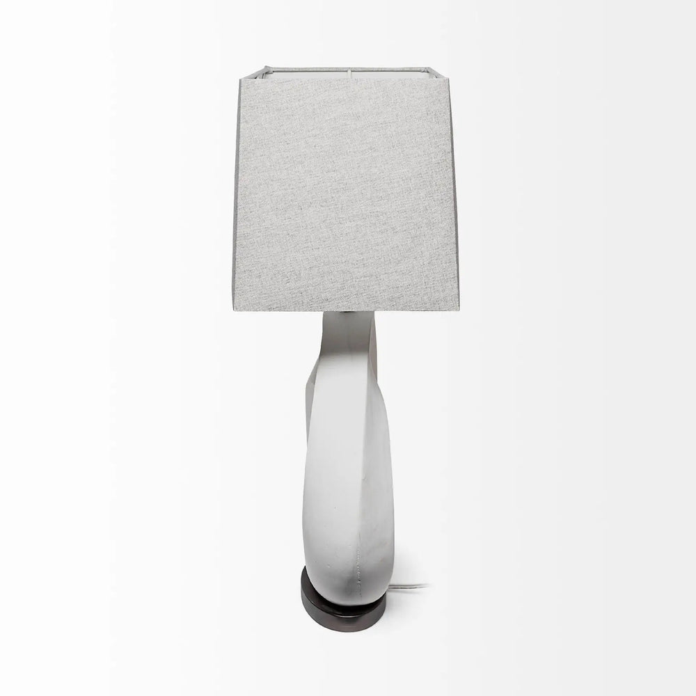 27" White Geometric Table Lamp With Gray Shade - Homeroots