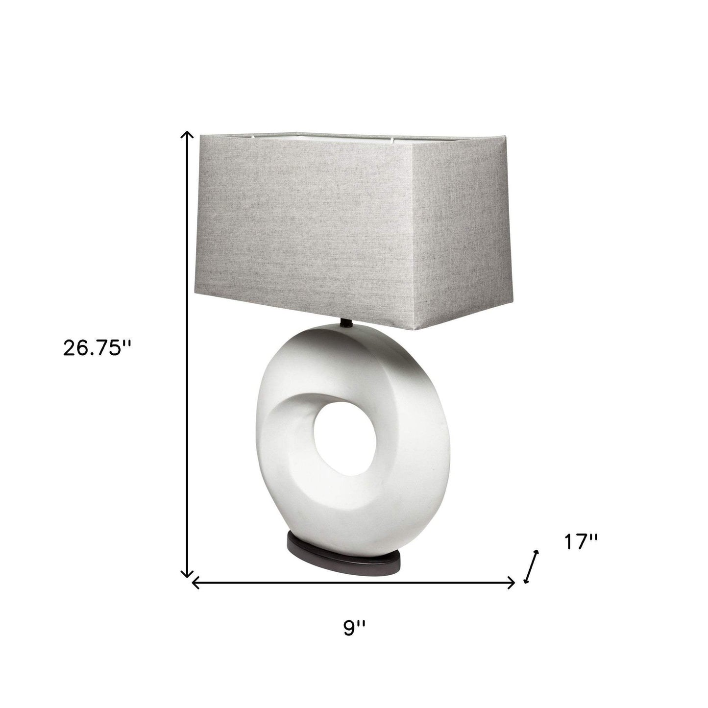 27" White Geometric Table Lamp With Gray Shade - Homeroots - Flyclothing LLC