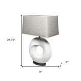 27" White Geometric Table Lamp With Gray Shade - Homeroots - Flyclothing LLC