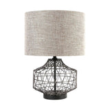 20" Black Lamp Base LED With Brown Shade - Homeroots