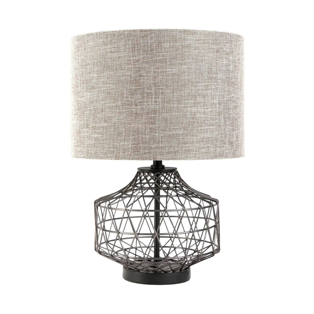 20" Black Lamp Base LED With Brown Shade - Homeroots