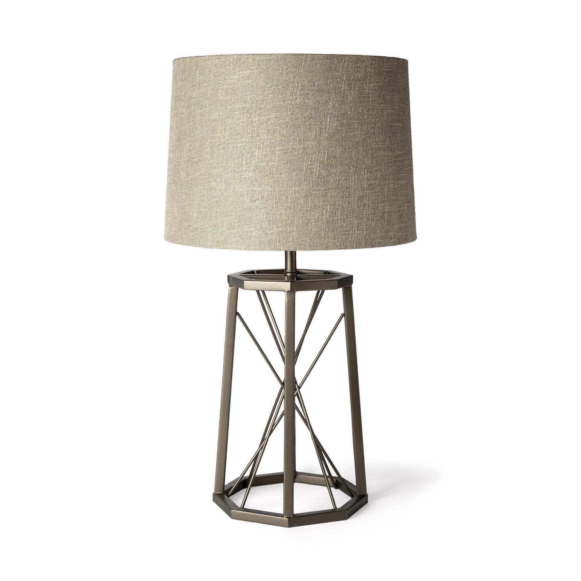 29" Bronze Lamp Base LED With Beige Shade - Homeroots - Flyclothing LLC