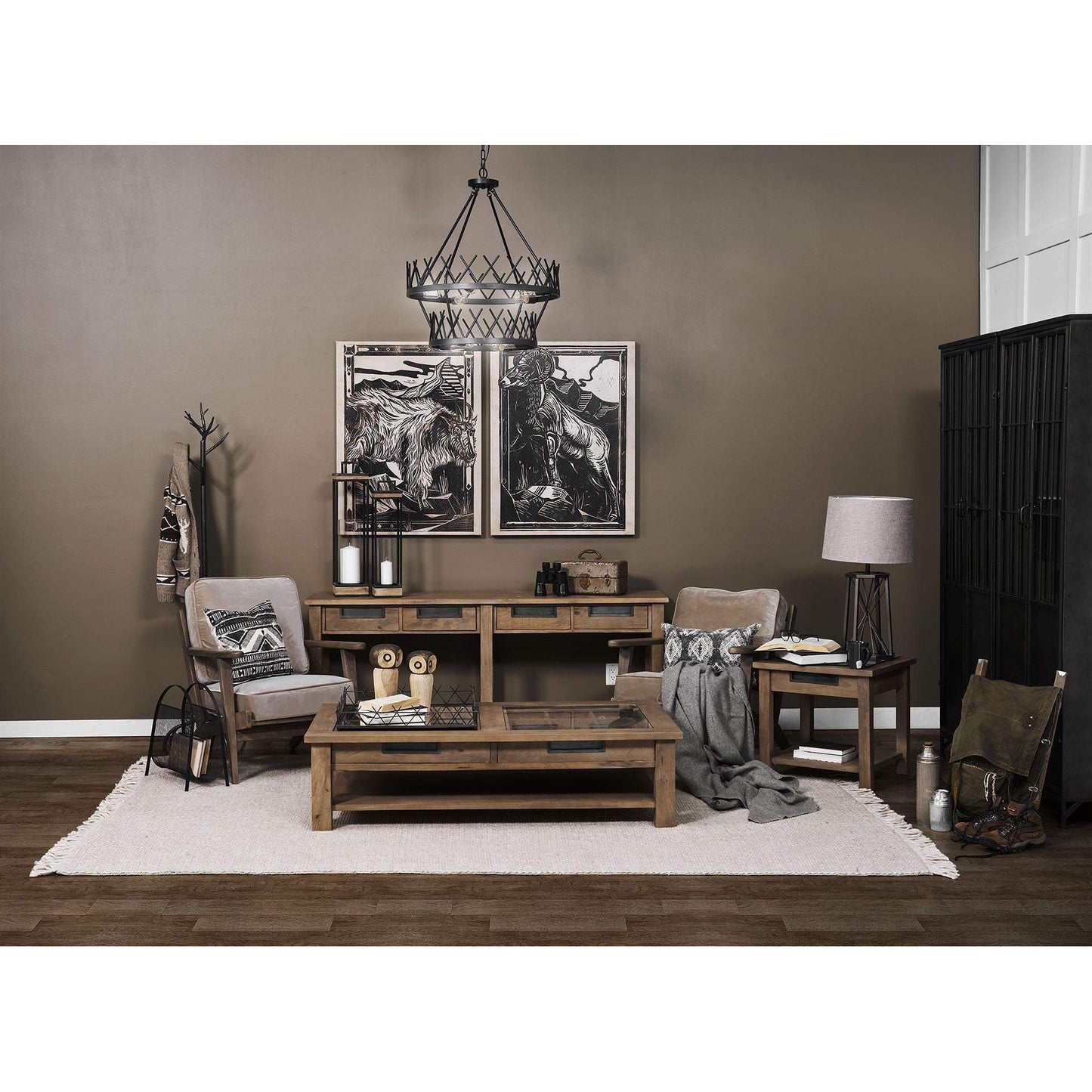 29" Bronze Lamp Base LED With Beige Shade - Homeroots - Flyclothing LLC