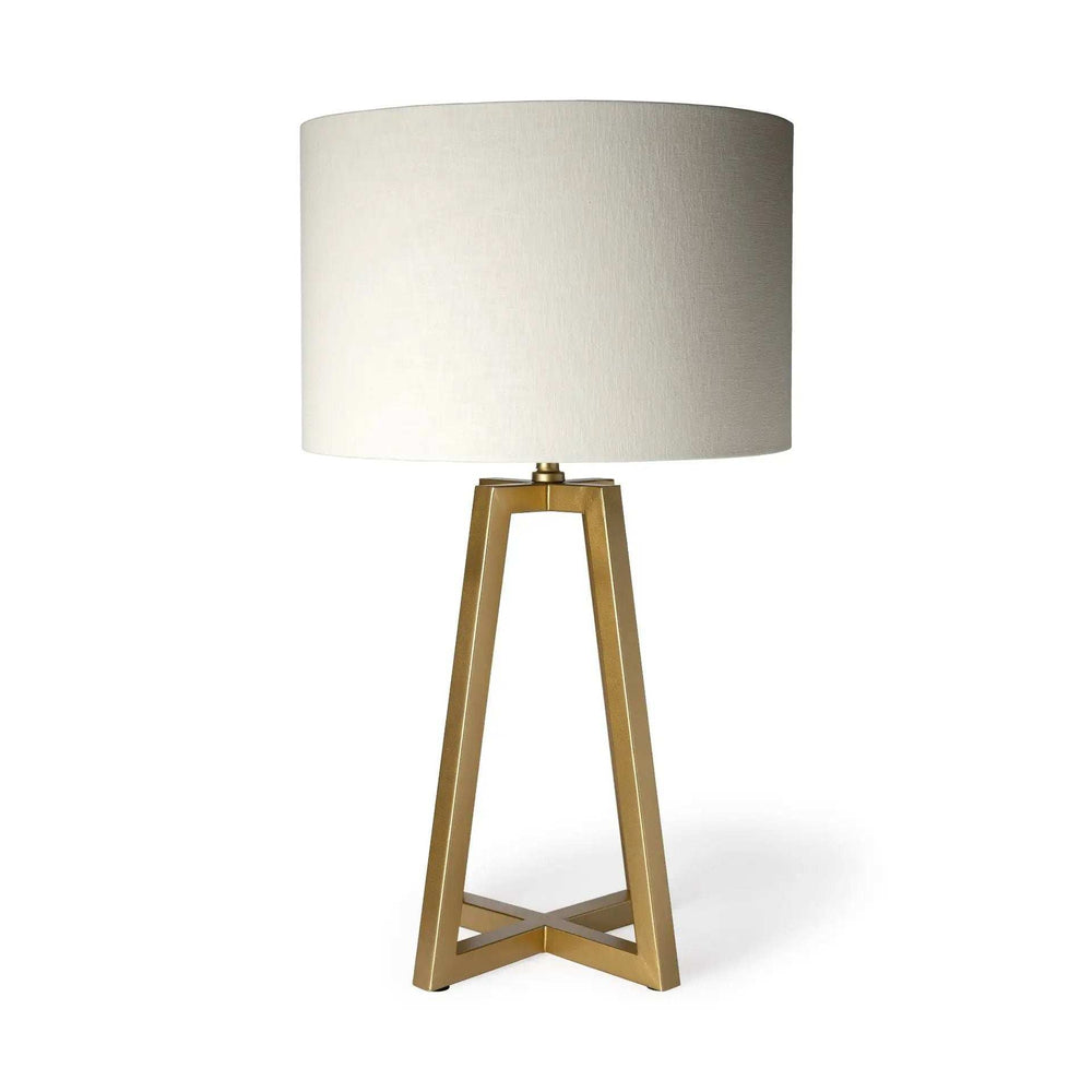 Metallic Gold Tone Geometric Table Lamp - Homeroots - Flyclothing LLC