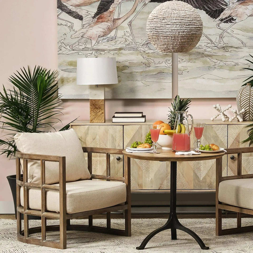 White Marble And Natural Wood Block Table Or Desk Lamp - Homeroots - Flyclothing LLC