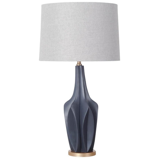 Sculptural Slate Blue Table Lamp - Homeroots