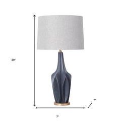 Sculptural Slate Blue Table Lamp - Homeroots