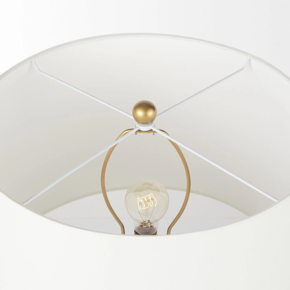 19" Brown Lamp Base LED With White Shade - Homeroots