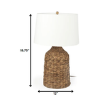19" Brown Lamp Base LED With White Shade - Homeroots