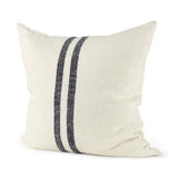 22" Beige And Central Blue Stripes Square Accent Pillow Cover - Homeroots