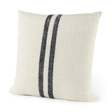 Beige And Central Blue Stripes Square Accent Pillow Cover - Homeroots