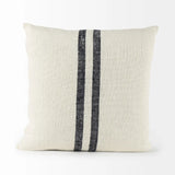 Beige And Central Blue Stripes Square Accent Pillow Cover - Homeroots