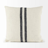Beige And Central Blue Stripes Square Accent Pillow Cover - Homeroots