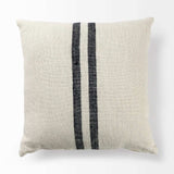Beige And Central Blue Stripes Square Accent Pillow Cover - Homeroots - Flyclothing LLC