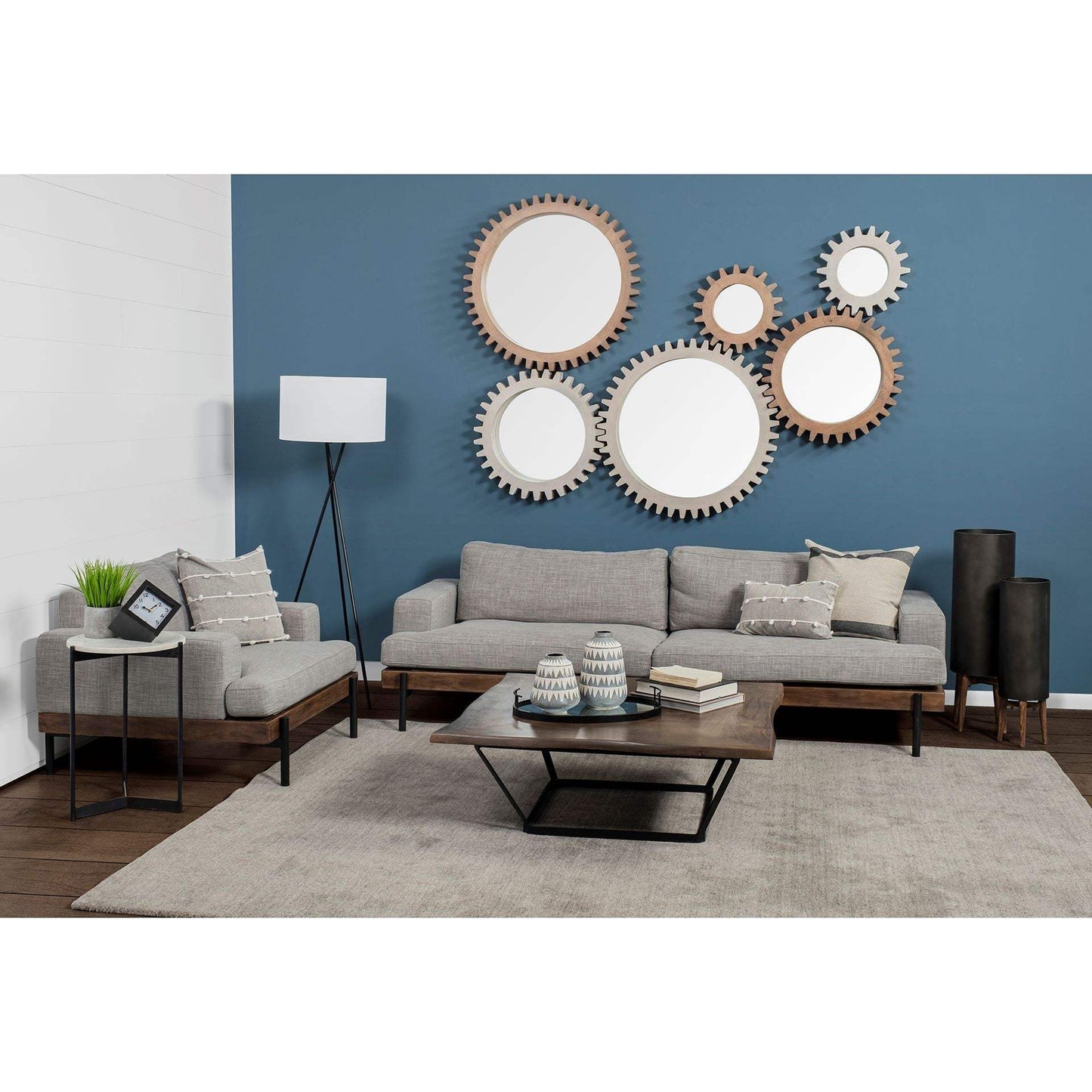 Dark Blue And Beige Lumbar Accent Pillow Cover - Homeroots - Flyclothing LLC