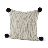 Beige And Midnight Pom Pom Square Accent Pillow Cover - Homeroots