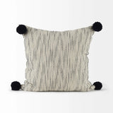 Beige And Midnight Pom Pom Square Accent Pillow Cover - Homeroots
