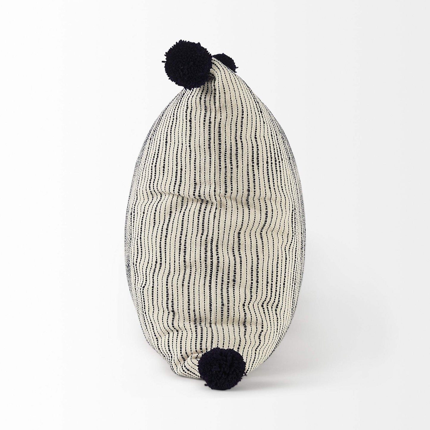Beige And Midnight Pom Pom Square Accent Pillow Cover - Homeroots - Flyclothing LLC