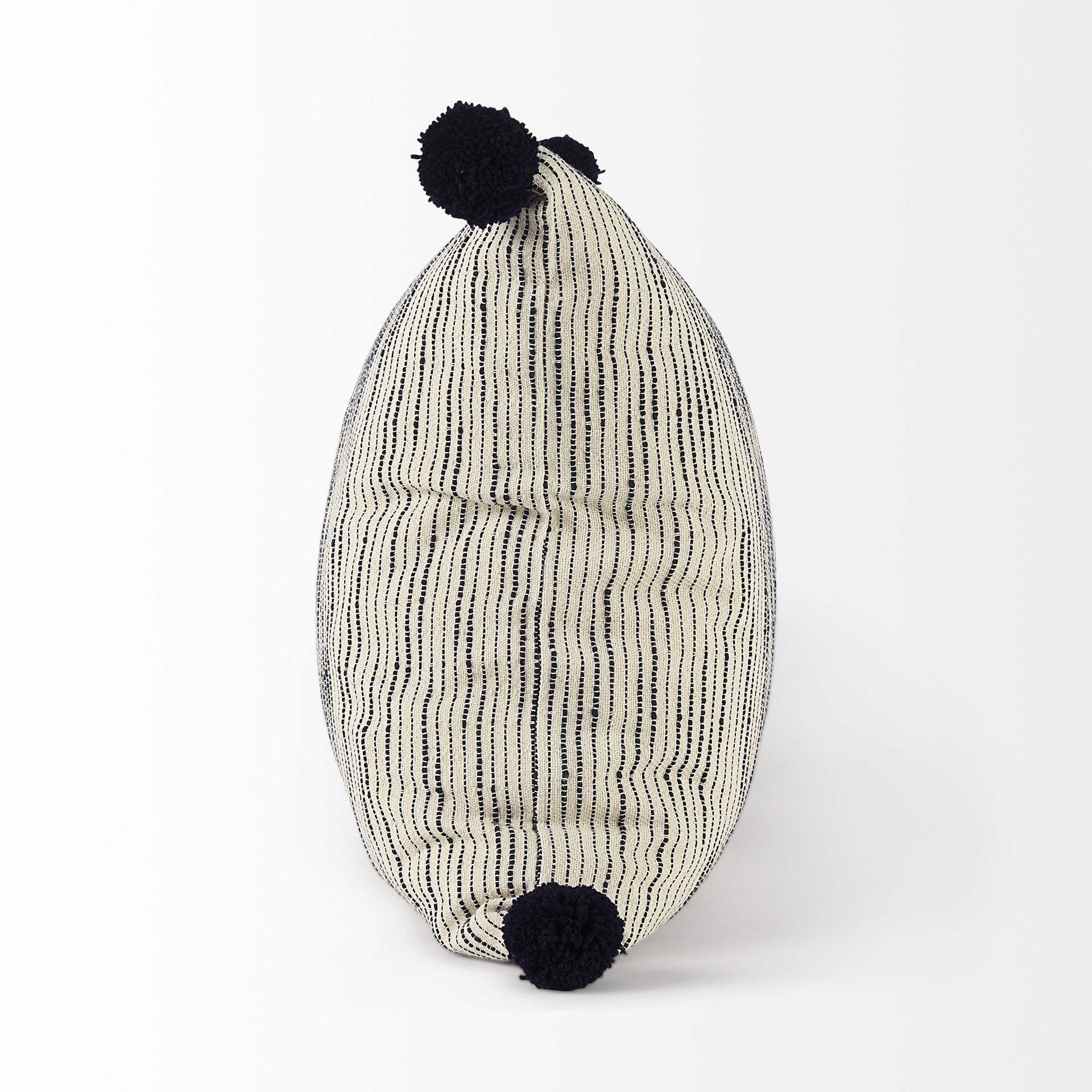 Beige And Midnight Pom Pom Square Accent Pillow Cover - Homeroots - Flyclothing LLC