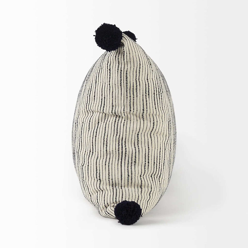 Beige And Midnight Pom Pom Square Accent Pillow Cover - Homeroots - Flyclothing LLC