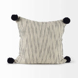 Beige And Midnight Pom Pom Square Accent Pillow Cover - Homeroots - Flyclothing LLC
