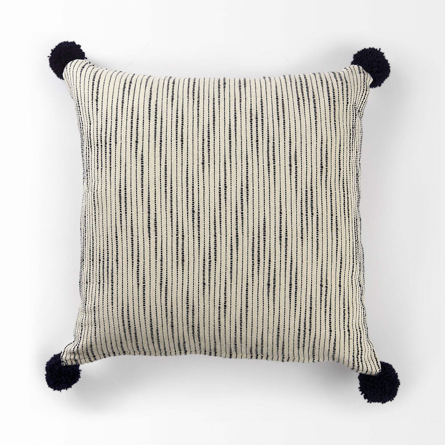 Beige And Midnight Pom Pom Square Accent Pillow Cover - Homeroots - Flyclothing LLC