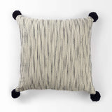 Beige And Midnight Pom Pom Square Accent Pillow Cover - Homeroots - Flyclothing LLC
