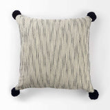 Beige And Midnight Pom Pom Square Accent Pillow Cover - Homeroots - Flyclothing LLC