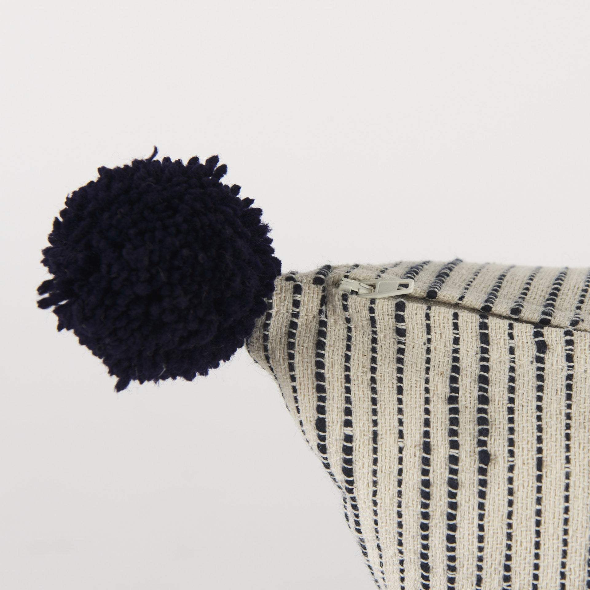 Beige And Midnight Pom Pom Square Accent Pillow Cover - Homeroots - Flyclothing LLC