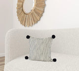 Beige And Midnight Pom Pom Square Accent Pillow Cover - Homeroots