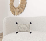Beige And Midnight Pom Pom Lumbar Accent Pillow Cover - Homeroots - Flyclothing LLC
