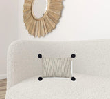 Beige And Midnight Pom Pom Lumbar Accent Pillow Cover - Homeroots