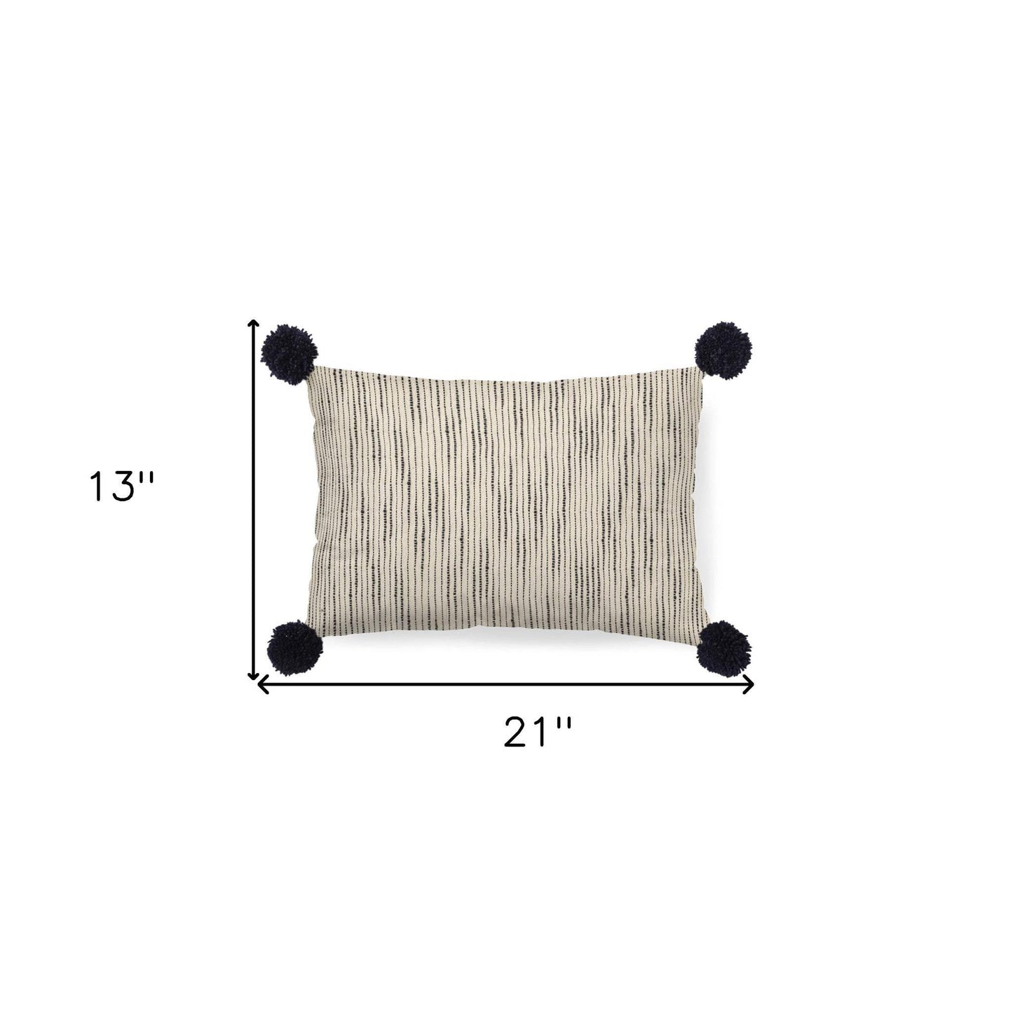 Beige And Midnight Pom Pom Lumbar Accent Pillow Cover - Homeroots - Flyclothing LLC