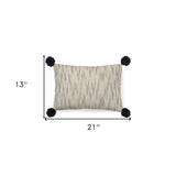 Beige And Midnight Pom Pom Lumbar Accent Pillow Cover - Homeroots - Flyclothing LLC