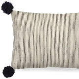 Beige And Midnight Pom Pom Lumbar Accent Pillow Cover - Homeroots