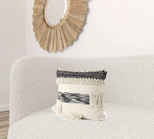 Boho Black And White Accent Pillow Cover - Homeroots - Flyclothing LLC